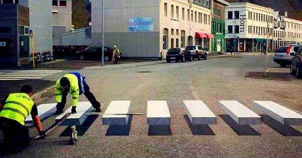 This 3D Zebra Crosswalk in Iceland Should Slow Down Speeding Cars 1