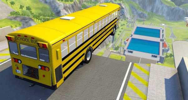 Different Vehicles Jumping From The Ski Jump In The Swimming Pool 1