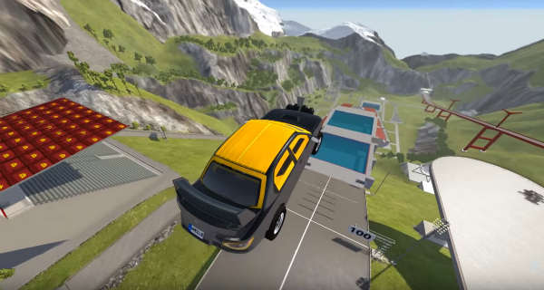 Different Vehicles Jumping From The Ski Jump In The Swimming Pool 2