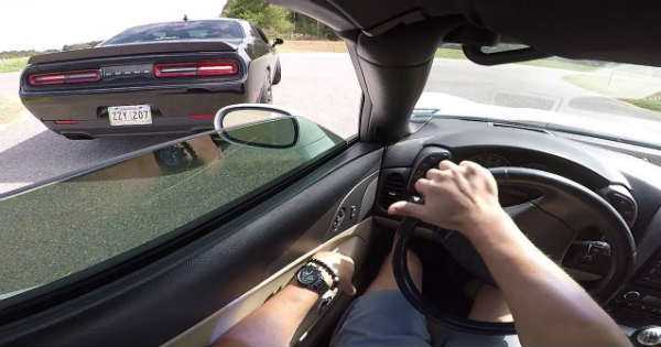 Old Man in a Dodge Hellcat Humiliates Corvette Owner 1