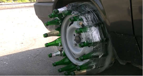 This Is What Happens When You Use Glass Bottles Instead Of Tires 2