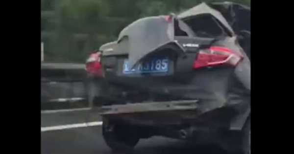 Wrecked Toyota Vios On Highway 1