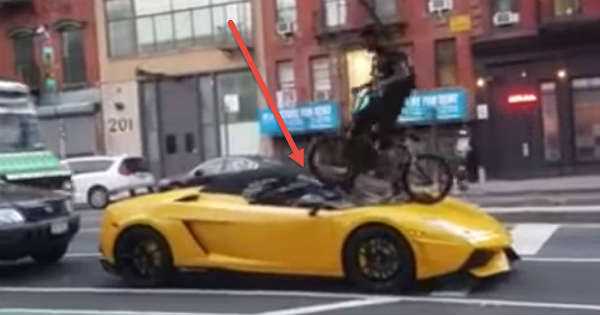 Crazy BMX Rider With No Respect Jumps On Lamborghini TWICE 1
