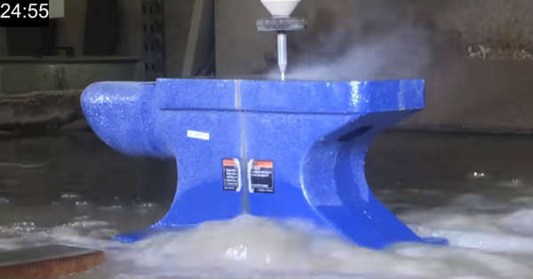 Cutting Robust Anvil in Half With 60000 PSI Waterjet 2