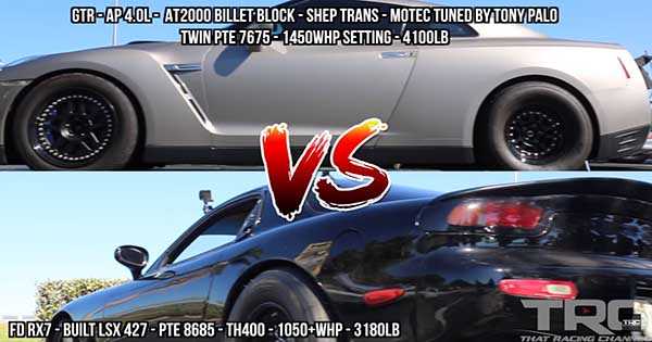 Grudge Street Race Turbo LSX RX7 VS INSANE Nissan GTR 2