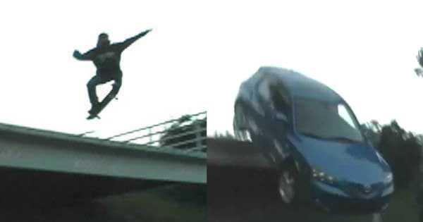 Mazda Rolling In Neutral Off A Ledge Moments After A Skater Stomps An Ollie Trick 1