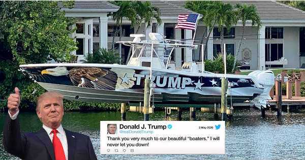 trump flag troll parade